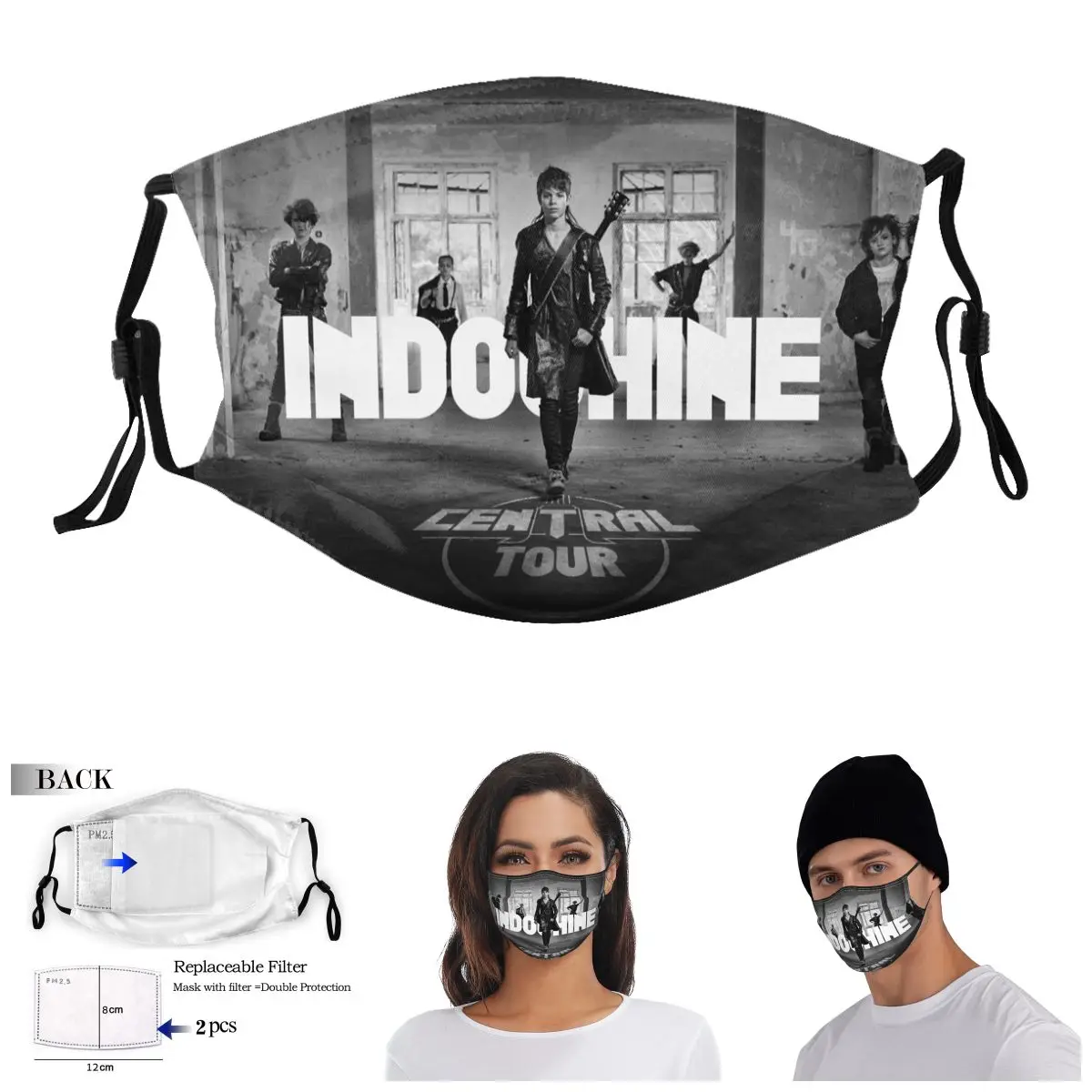 

Indochine Central Tour En Tournﾩe Rire Et Chansonses orchestra Adult Dust Mask Funny Domino Activated Carbon Filter Mask