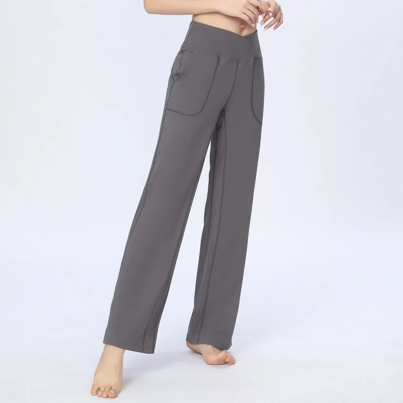 With Logo Micro Bell-bottoms New Stretch Sports Pants High Waist Hip-lifting Casual Running Slimming Yoga Dance Pants Women