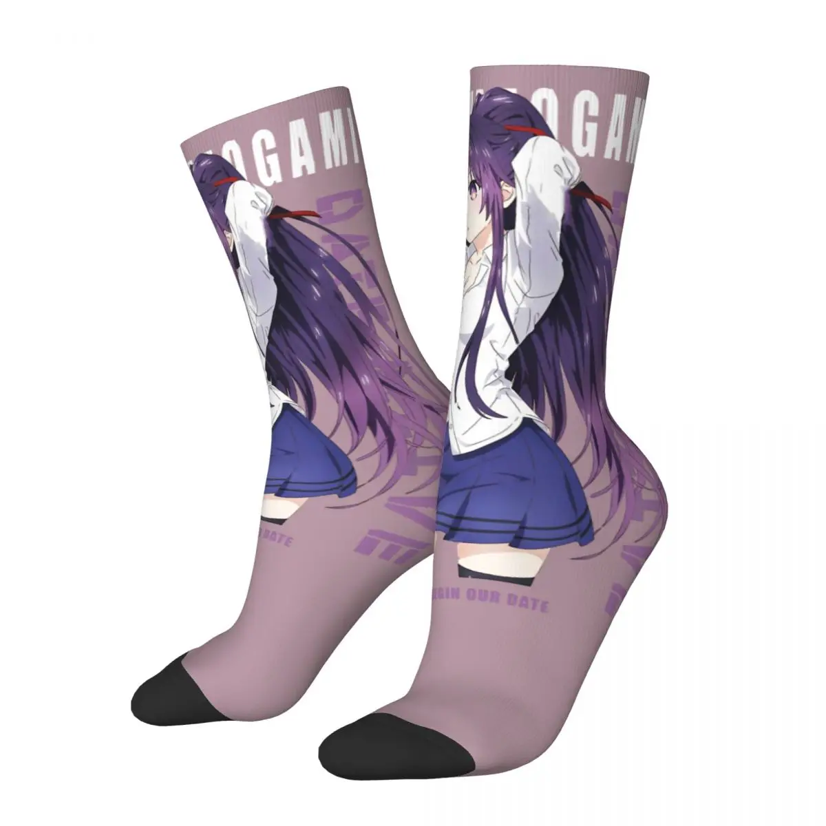 

Носки компрессионные Tohka Yatogami мужские, милые сумасшедшие носки унисекс, с принтом в стиле аниме, с надписью «DATE A LIVE»