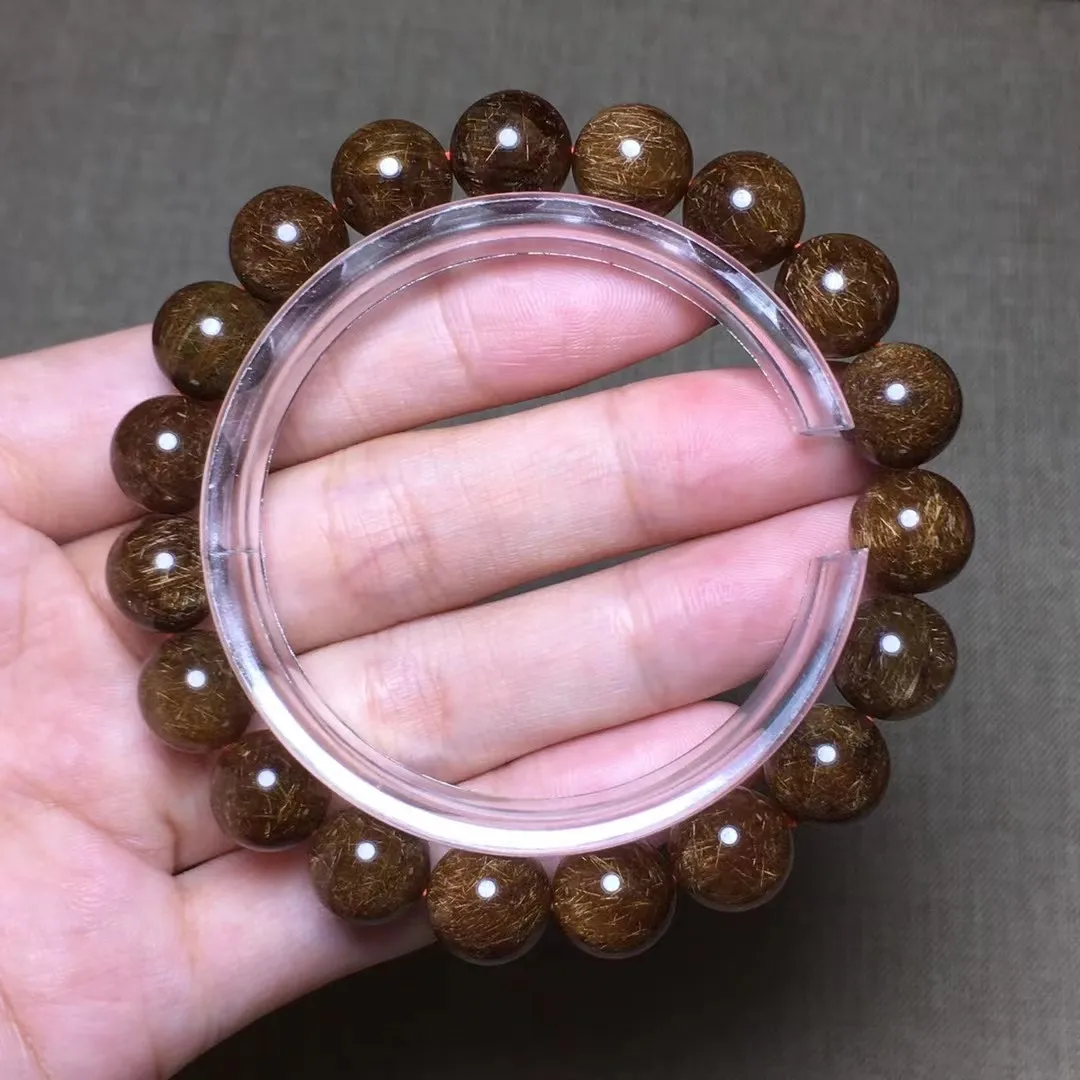 

Браслет из НАТУРАЛЬНОЙ МЕДИ рутилированный кварцевый, ювелирное изделие для женщин и мужчин, подарок на богатство, Кристальные бусины рейк...