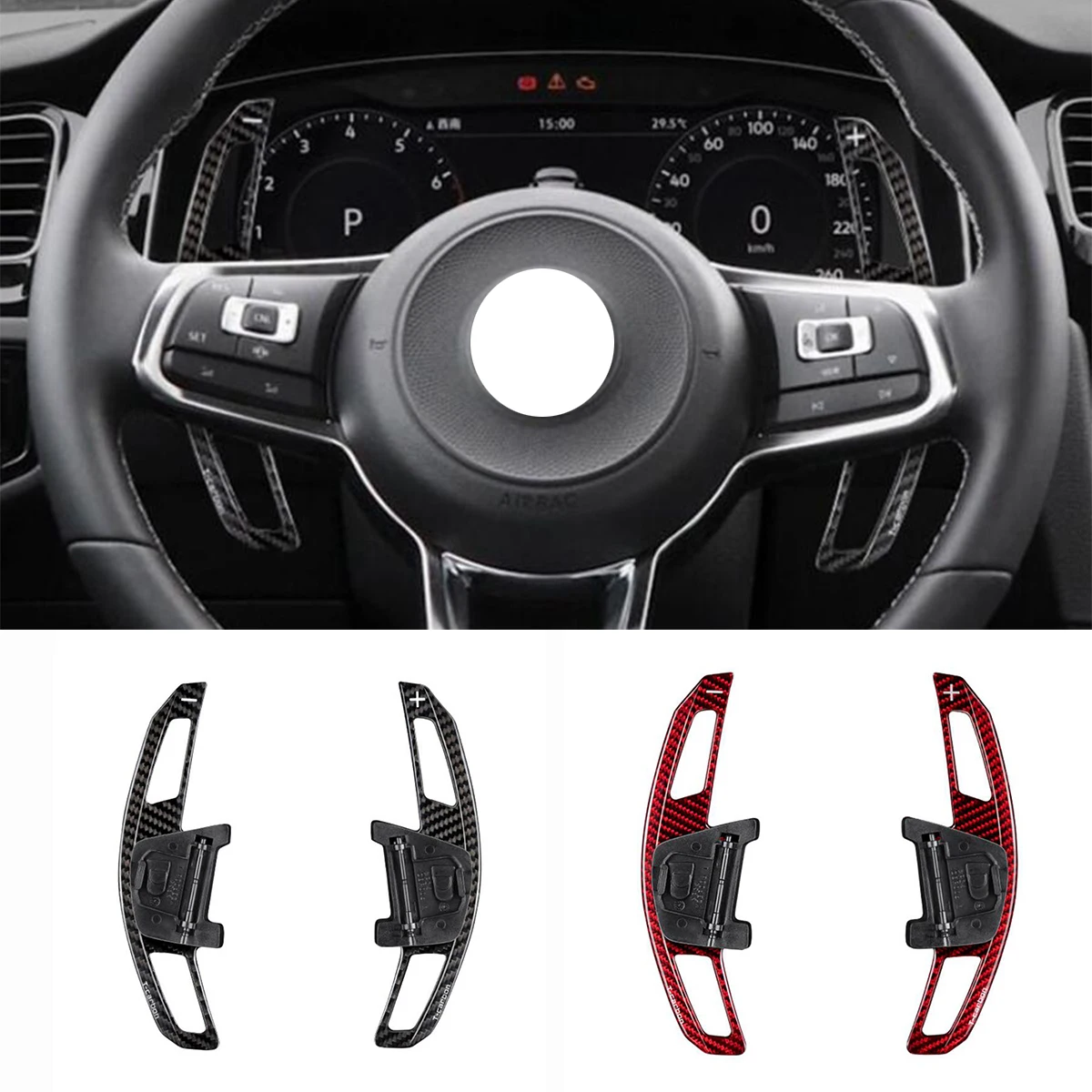 

1Pair Real Carbon Fiber Steering Wheel Shift Paddle Replacement For Volkswagen Golf GTI R GTD GTE MK7 Polo Scirocco 2014-2019