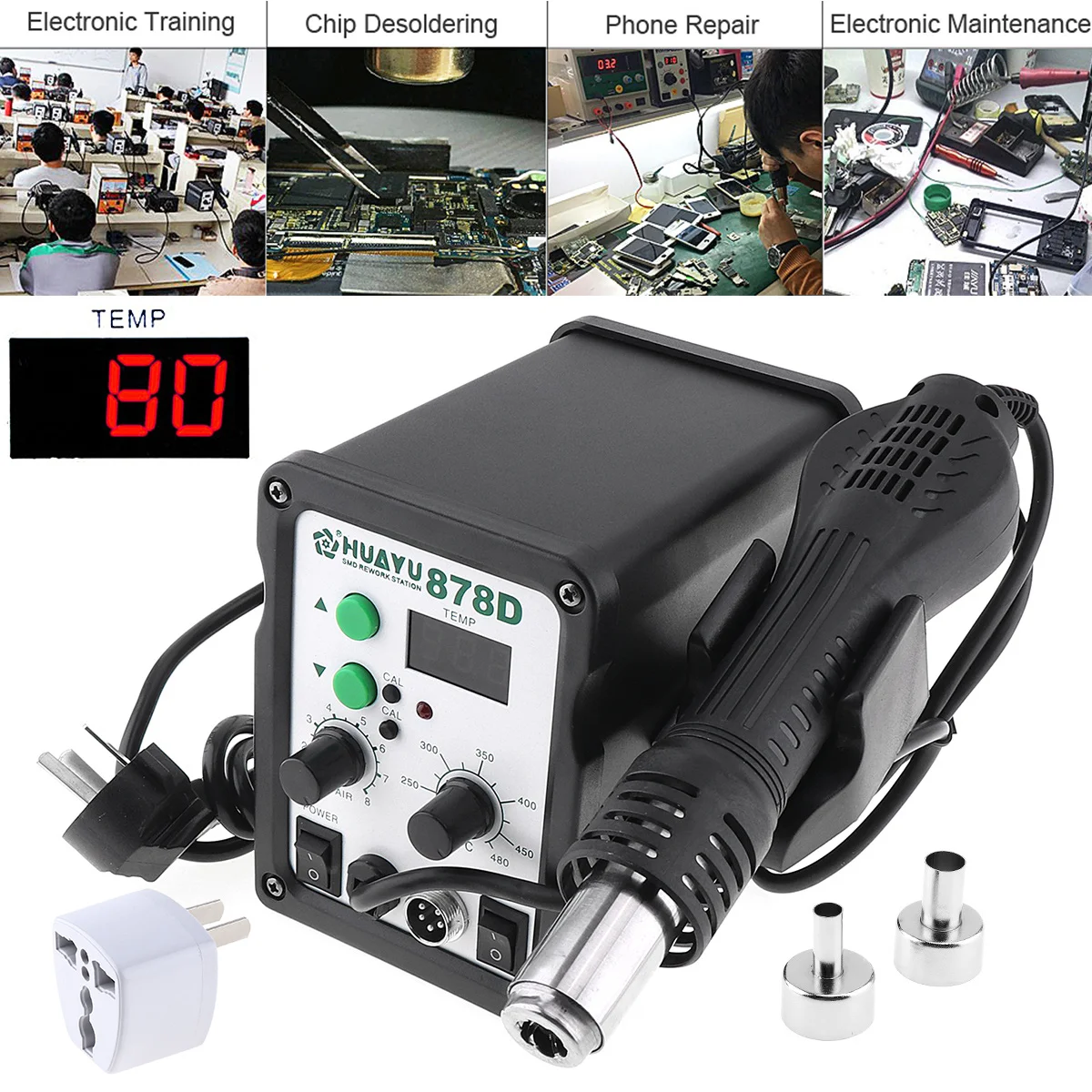 

Multifunction 110V LCD Digital Display Hot-Air Desoldering Station Electric Soldering Iron Soldering Iron Stent for Drying