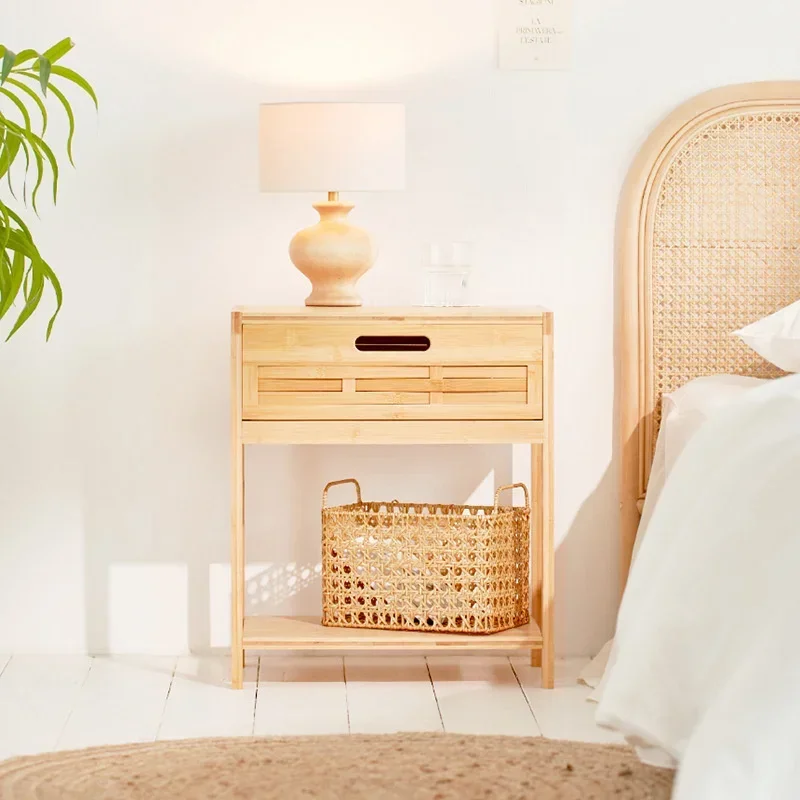 Креативный бамбуковый прикроватный шкаф в стиле ретро улучшенный сенсорный
