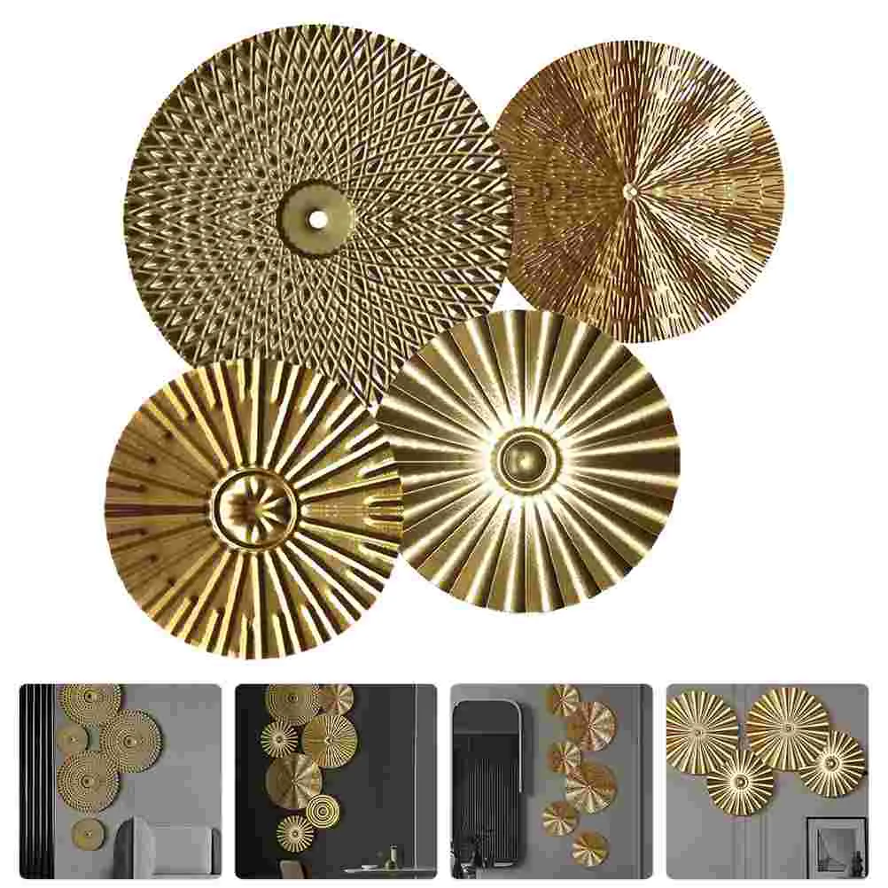 

4 Pcs Wrought Iron Wall Decoration Decorative Irregular Disc Hanging Wedding Metal Modern Office