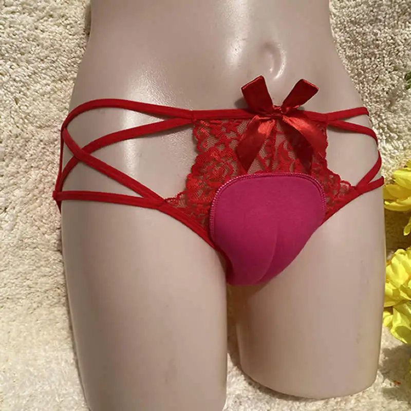 Control Panty Hiding Gaff Briefs Ribbon Bowknot Lace Underwear Drag Queen Transgender Crossdresser Shemale Camel Toe Panties