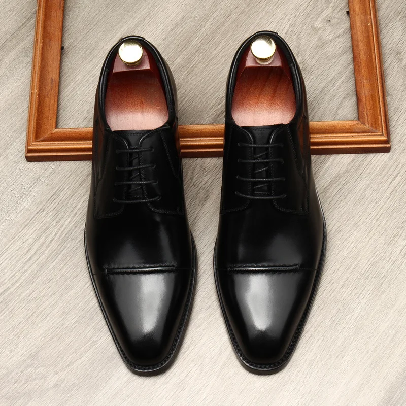 

Mens Dress Shoes Lace Up Classic Style Wingtip oxford Shoes For Men Luxury Cow Leather Handmade Business Designer Wedding Shoes