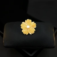 natural yellow seashell cherry blossom brooch women high end exquisite shell flower collar pin simple luxury corsage jewelry pin