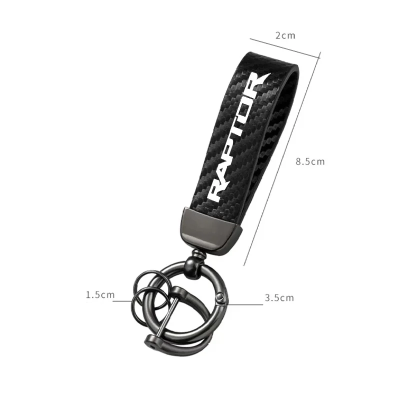 Keychain Carbon Fiber Car Zinc Alloy Keyrings Luxury for Ford RAPTOR Logo Focus KUGA ST Fiesta Car Accessories images - 6