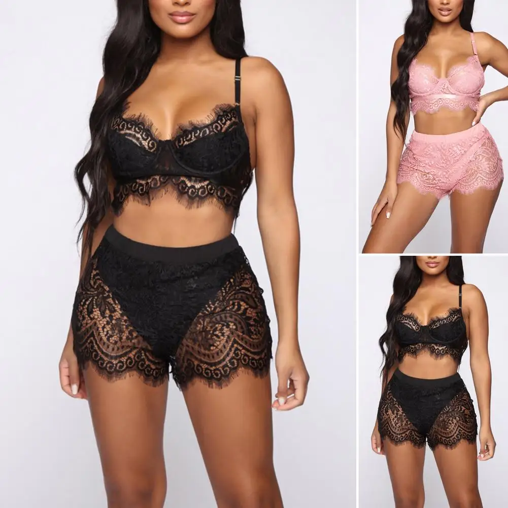 

2 Pcs/Set Solid Color Backless Spaghetti Strap Lady Bra Set Perspective Low-cut Three-point Bra Underpants Suit Bra Brief Set