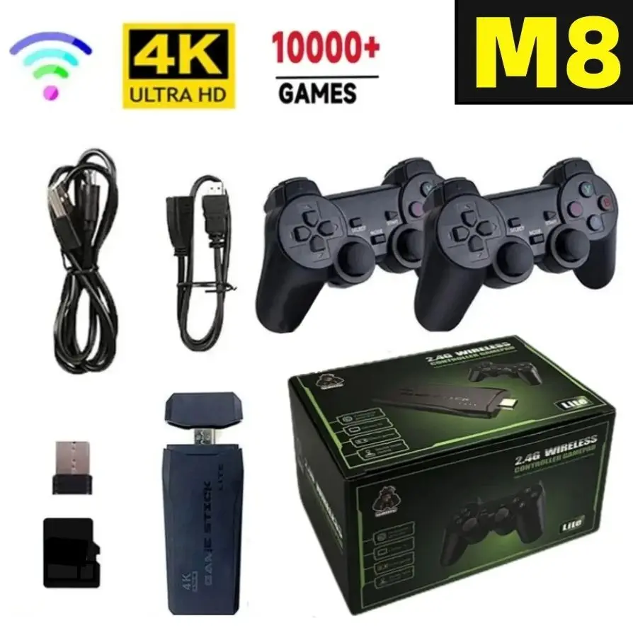 Палочка для видеоигр Lite 4K M8 64 ГБ двойной беспроводной контроллер 20000 ретро-игр