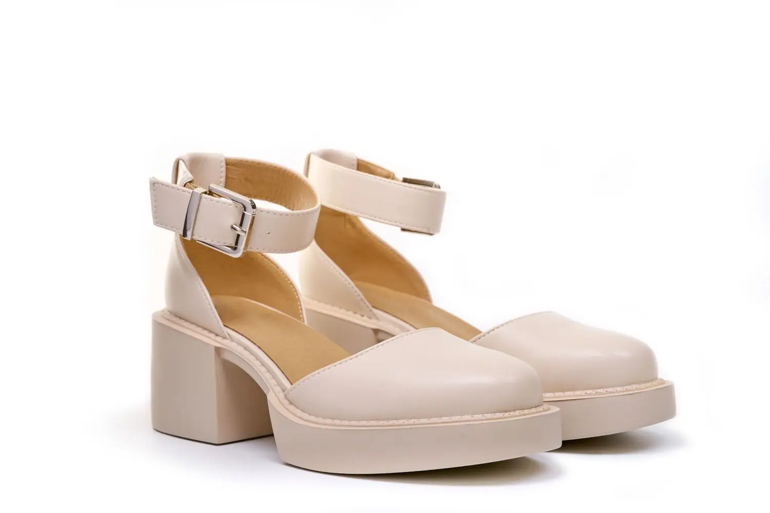Summer Women Sandles Round Toe Ladies Casual Sandles Solid Beige Ankle-Wrap Buckle Strap Platform Shoes Sandalias Transparente