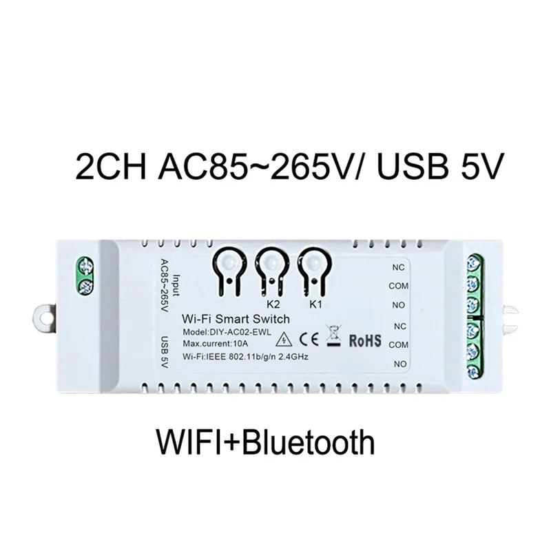2CH Wi-Fi умный переключатель DIY приложение 85-265 В USB 5 2 4G модуль домашней