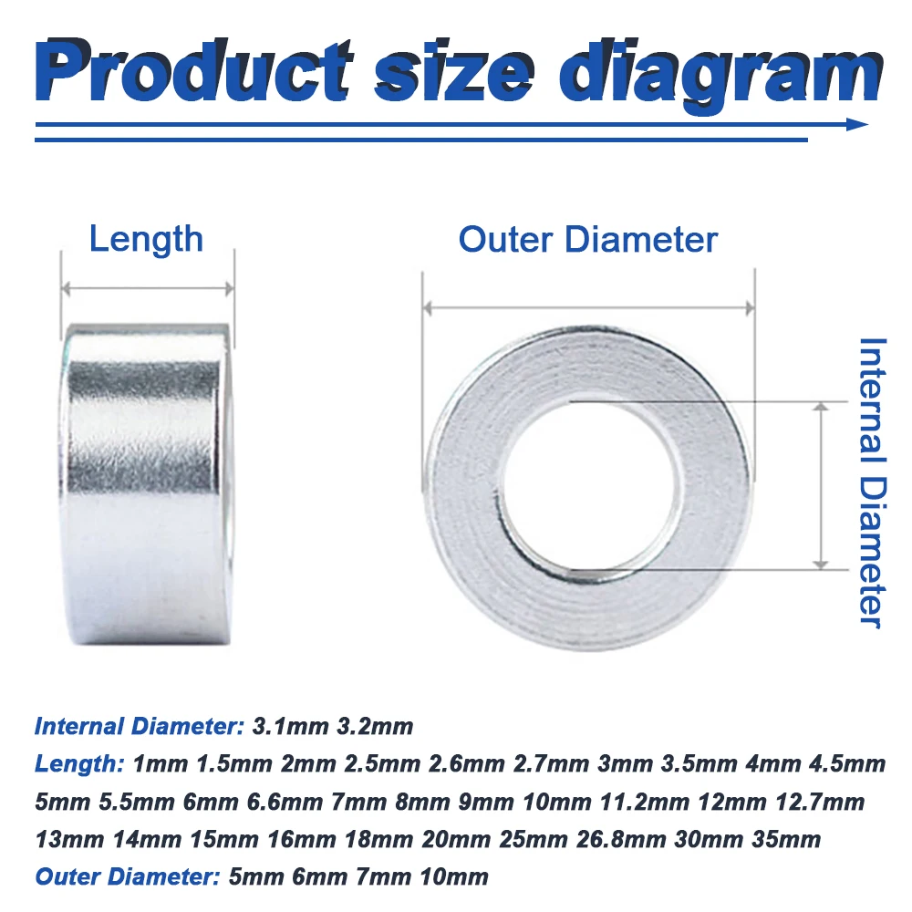 10/20 шт. ID 3 1 мм 2 плоская шайба из алюминиевого сплава втулка прокладка с ЧПУ