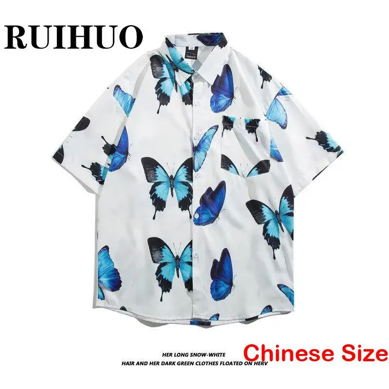 

Рубашка RUIHUO с принтом бабочки, Мужская блузка в социальном стиле, экономичные блузки с бесплатной доставкой, мужская одежда в Корейском сти...