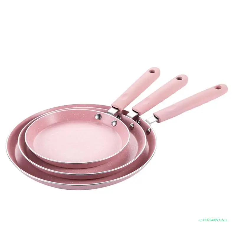 Flat Bottom Pan Pink Non-Stick Pot for Gas Stoves and Cooker Use Baking Pans