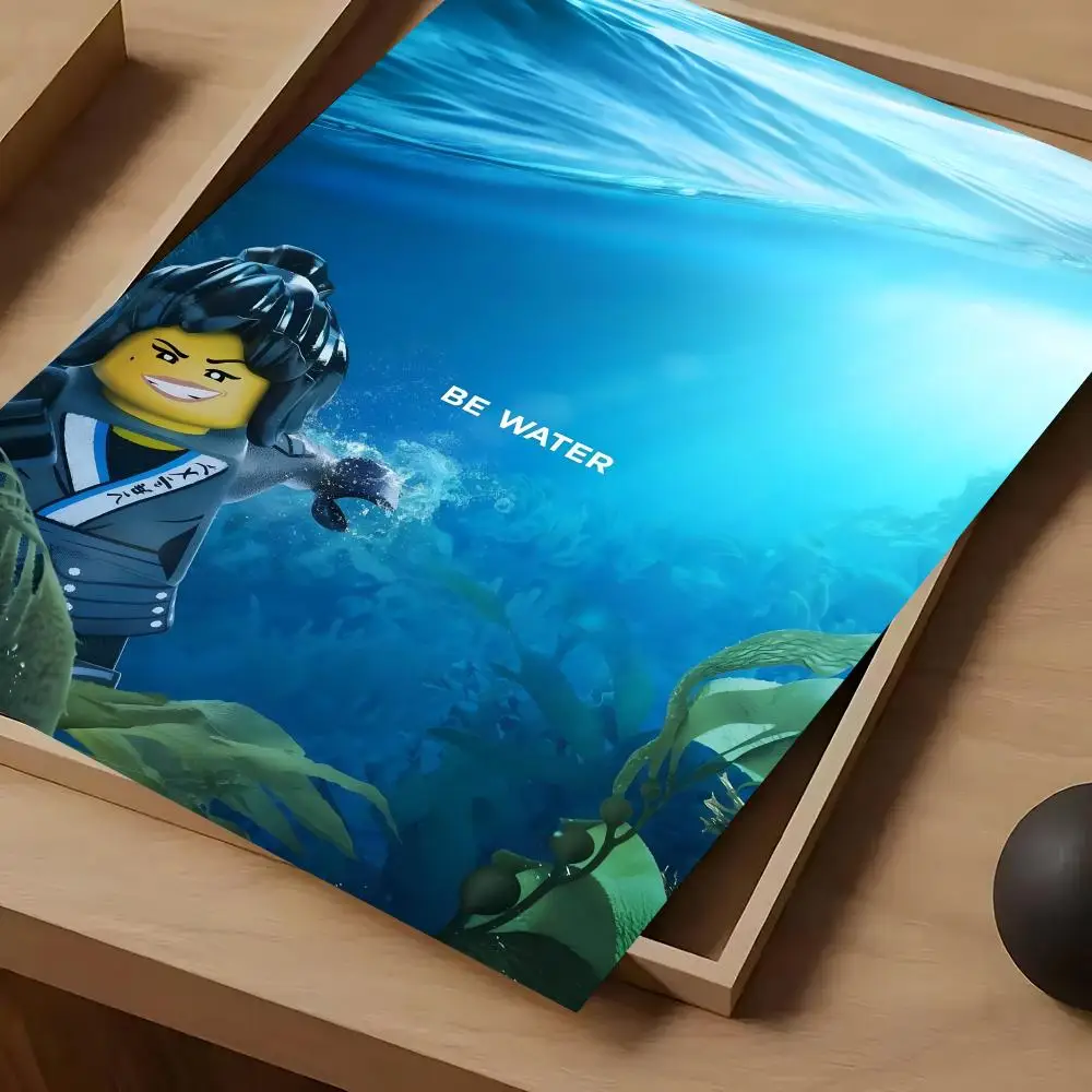 Фото Крутой постер L-LEGOs Cartoon N-Ninjago, самоклеящаяся водонепроницаемая бумажная наклейка для кофейни, бара, декора стен комнаты №2