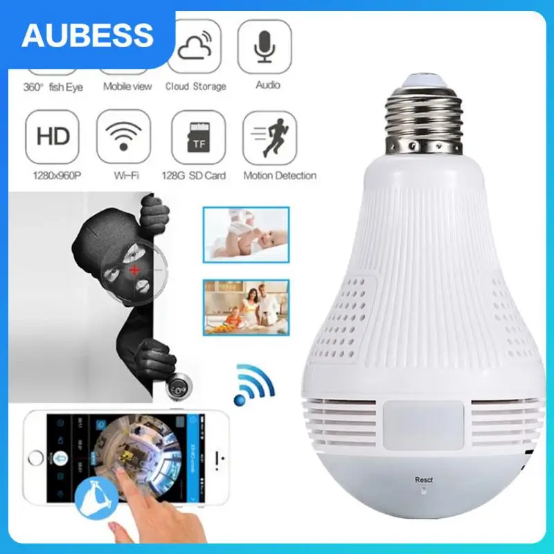 

Wireless Two-way Bulb Camera Wifi Surveillance Camera Lighting Remote Monitor Security Camera Fisheye 360 Panoramic Camera 960p