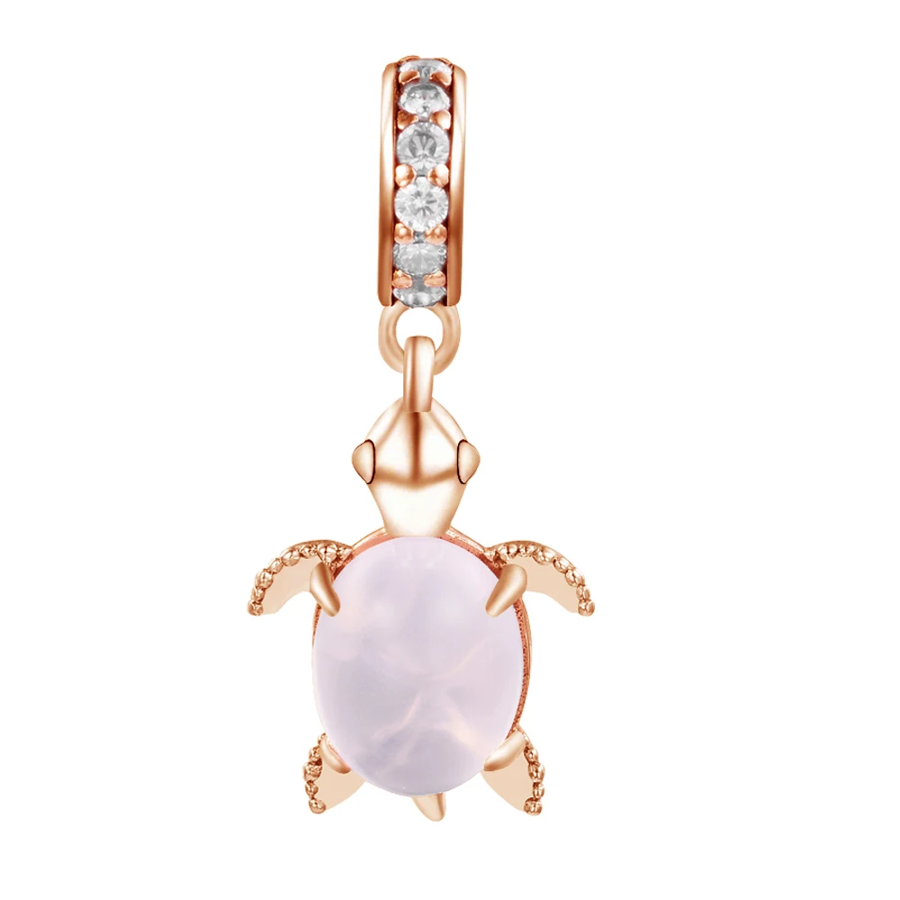 

Подходит для женских подвесок браслет в европейском стиле Femme DIY из розового золота с муранским стеклом и розовой морской черепахой