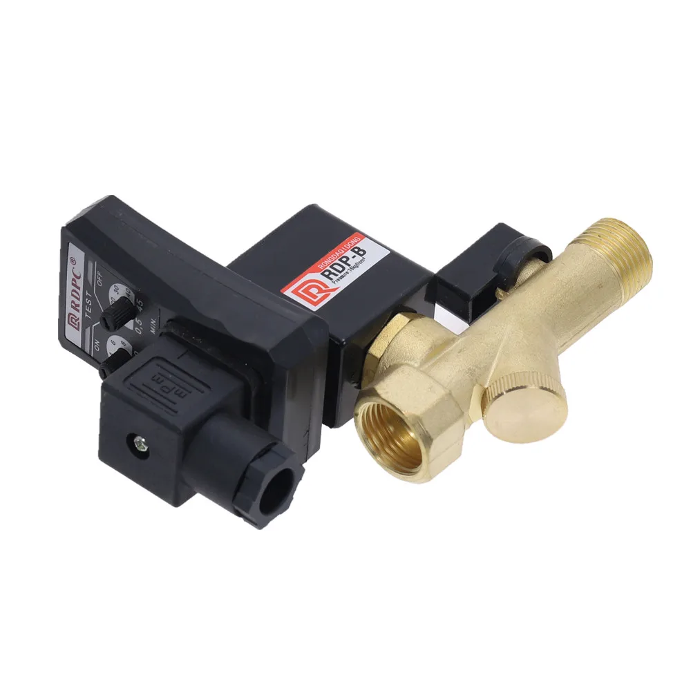 

1pc 1/2" AC220V 1.6Mpa Electronic Drain Valve Timed Air Compressor Gas Tank Automatic 2-way Durable Drain Valve
