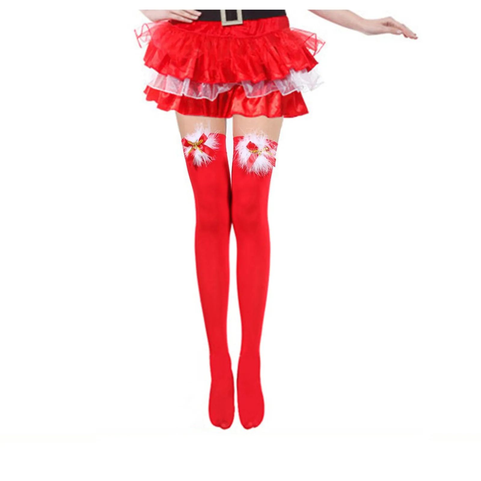 

Stockings Stockings High Bow Christmas Velvet Sexy Knee High Wool Blend Socks for Women Men Slipper Socks Performance 8