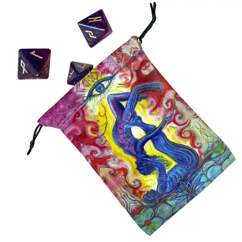 

Композитная флисовая сумка для хранения карт и Таро с рунами, миниатюрная сумка на шнурке для ювелирных изделий, сумка для гадания ведьмы, для настольных игр, искусственная карта