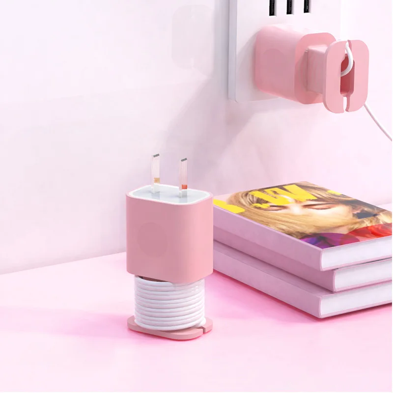 

For Iphone 11/12 Charger Head Protective Case 2 In 1 Silicone Charger Protector Data Cable Winder Anti-Break Protection Cable