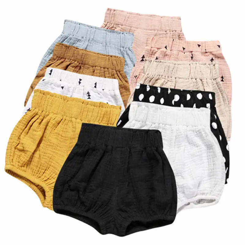 0-6Y Newborn Baby Bloomers Shorts Briefs Diaper Panties PP Pants Cotton Linen Solid Dot Girls Shorts Summer Trouser Toddler
