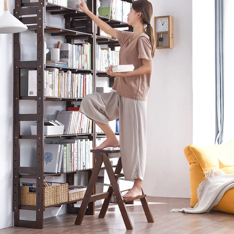 

Solid Wood Folding Step Stool Multifunctional High Stools Kitchen Thickening Step Ladder Chair Stable Load-bearing 3 Step Ladder