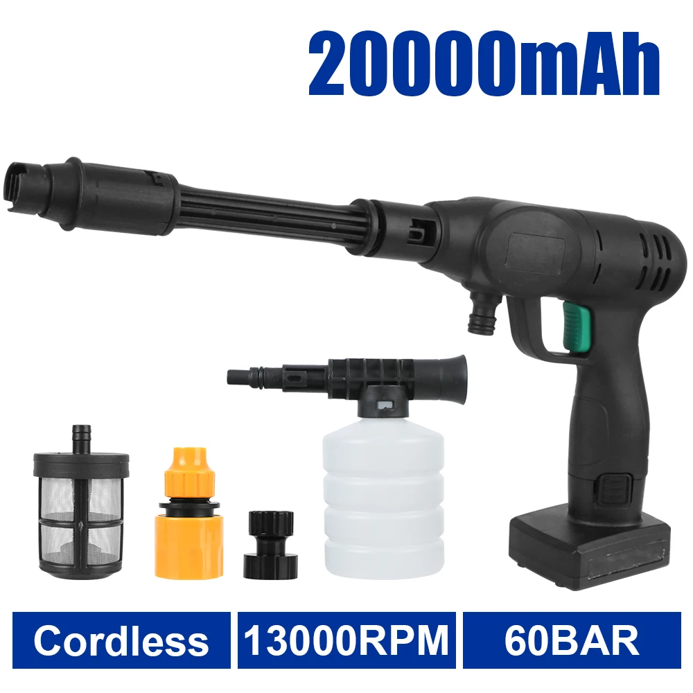 

9000/20000mAh 1500W 60Bar Spray Water Gun Portable Car Wash Pressure Cleaner Cleaning Machine Cordless High Pressure Car Washer
