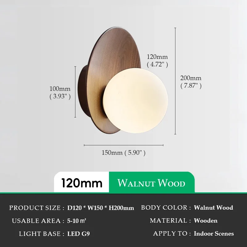 

Настенное бра Arc Moon из орехового дерева и стекла