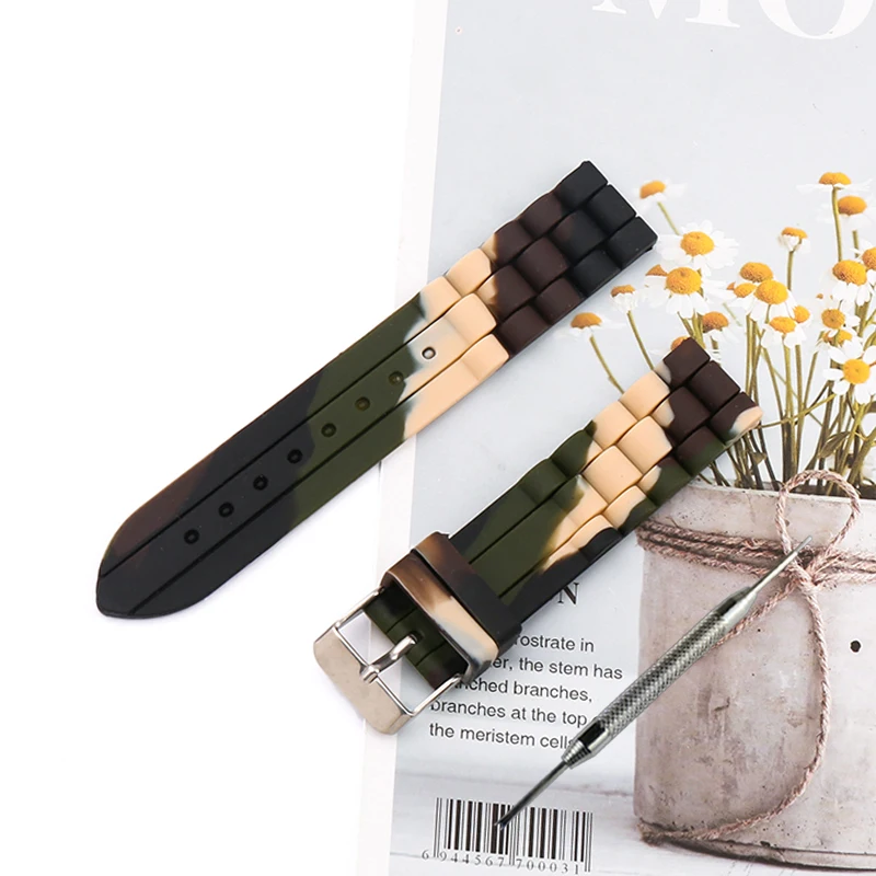 12mm14mm16mm18mm20mm22mm24mm men's silicone strap watch accessories sports waterproof rubber watch strap buckle watchband