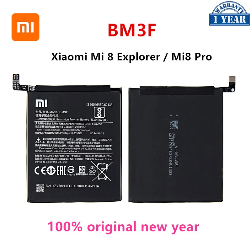 

Xiao mi 100% Orginal BM3F 3000mAh Battery For Xiaomi 8 Mi 8 Explorer / Mi8 Pro BM3F High Quality Phone Replacement Batteries
