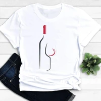 fashion clothes t women casual tshirt summer top female wine simple printing short sleeve tee shirt lady graphic t shirts
