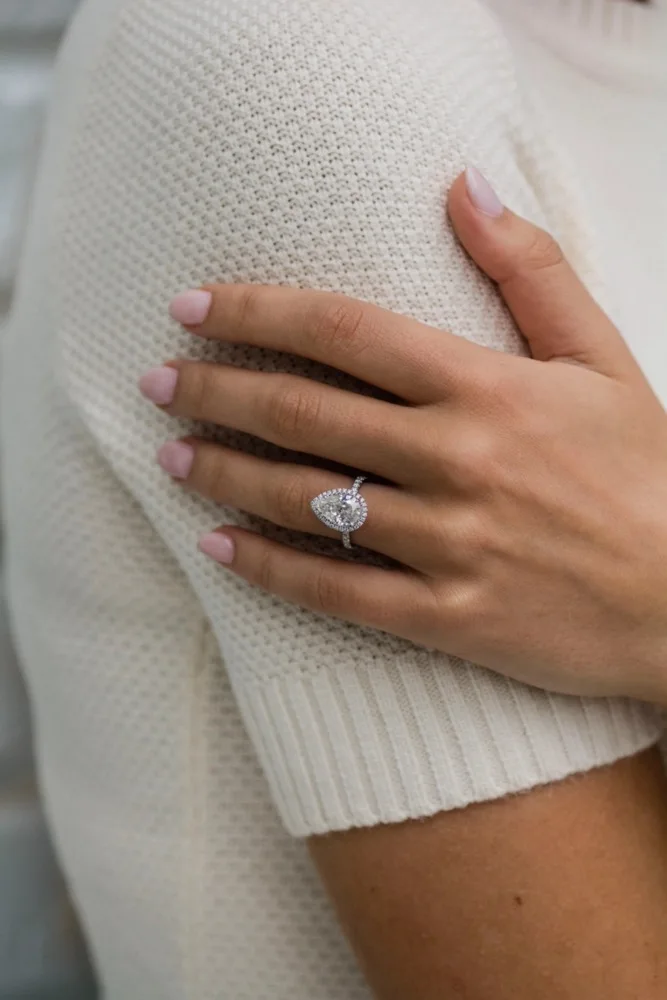 jovovasmile Moissanite Wedding Ring 14k White Gold 3carat 7x11mm Crushed Ice Hybrid Pear Cut Fashion Jewelry For Women Bague