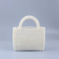 small retro pearl clear purses handbags homemade beaded summer beach hand woven purses and handbags pearl clear bags for women