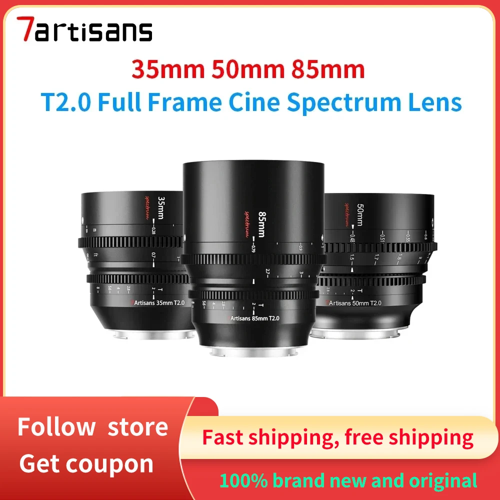 Объектив Cinema Vision 7artisans 25/35/50 мм T1.05 APS-C с большой диафрагмой для Sony E Fujifx X Canon RF Micro 4/3