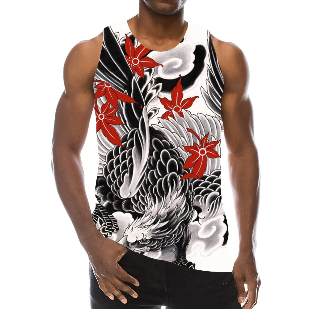 

Men's Animals Graphic Sleeveless 3D Top Holiday Tattoos Tees Draw Tank Tops Gym Boys Streetwear Novelty Eagle Vest