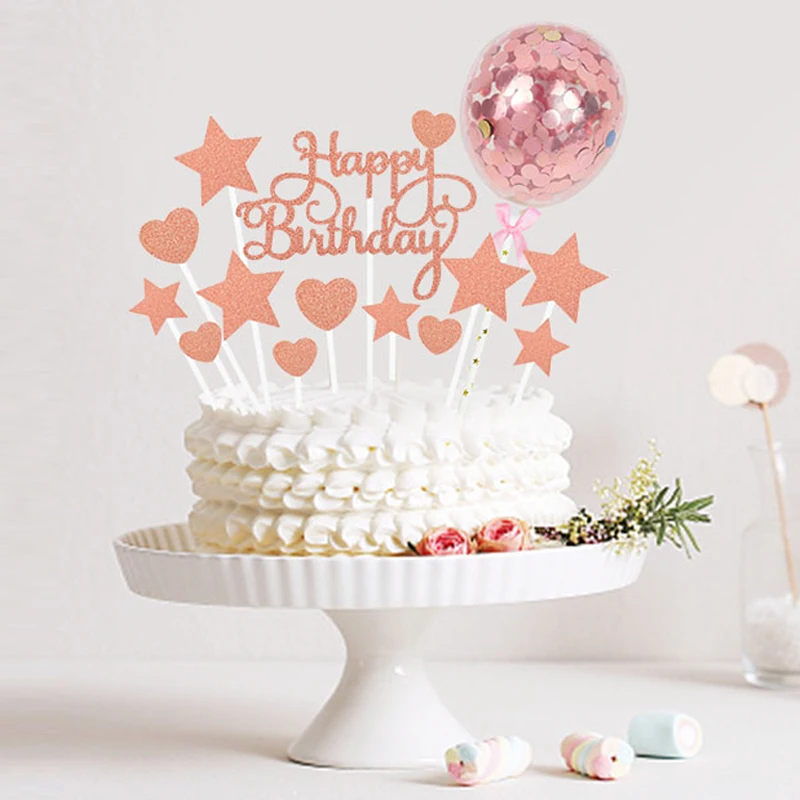 

1Set Happy Birthday Balloon Cake Topper Wedding Happy Birthday Party Decor Dessert Cake Decoration Baby Shower Supplies