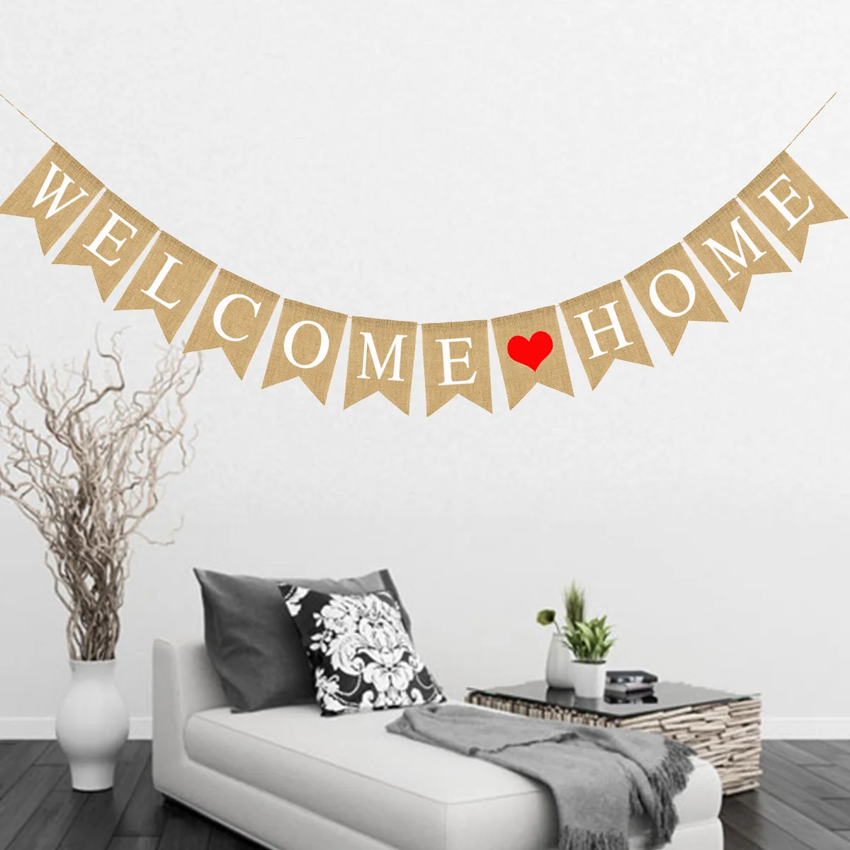 

Banner Home Burlap Garland Hanging Welcome Flag Swallowtail New Signsto Your Daddy Bunting Decoration Linen Family Party Flags