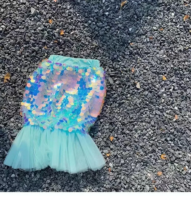 Весенняя детская одежда юбка-годе с блестками в западном стиле юбка-Русалка