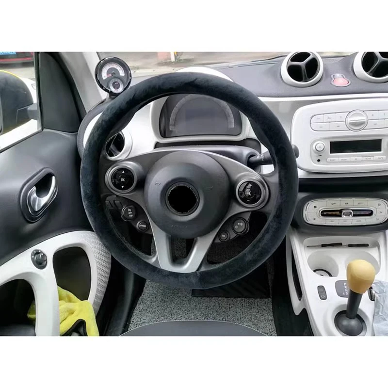 Новые зимние черные теплые плюшевые чехлы на руль автомобиля для Mercedes Smart Fortwo Forfour
