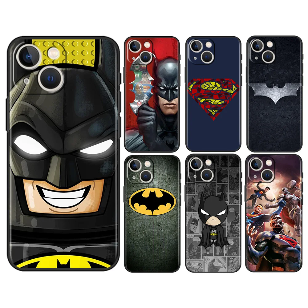

Batman Superman For iPhone 14 13 12 Mini 11 Pro XS MAX XR X 8 7 6S SE Plus Rope Shockproof Black Phone Case
