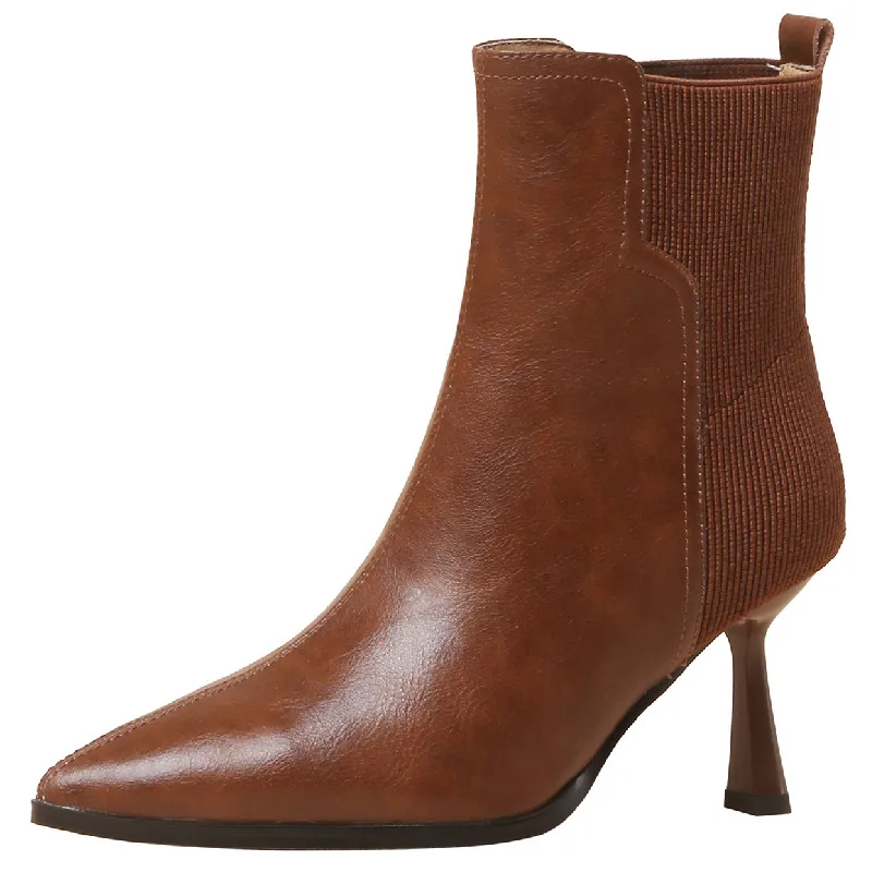 

Dilalula Mature Elegant Women Ankle Boots Pointed Toe Thin Heels Genuine Leather Party Office Ladies Shoes Woman Autumn Winter