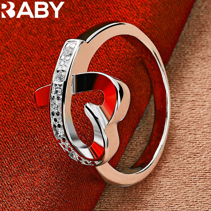 

925 Sterling Silver Rings For Women 5-10 Size Charms Heart Zircon Ring Wedding Engagement Gift Fashion Party Popular Jewelry