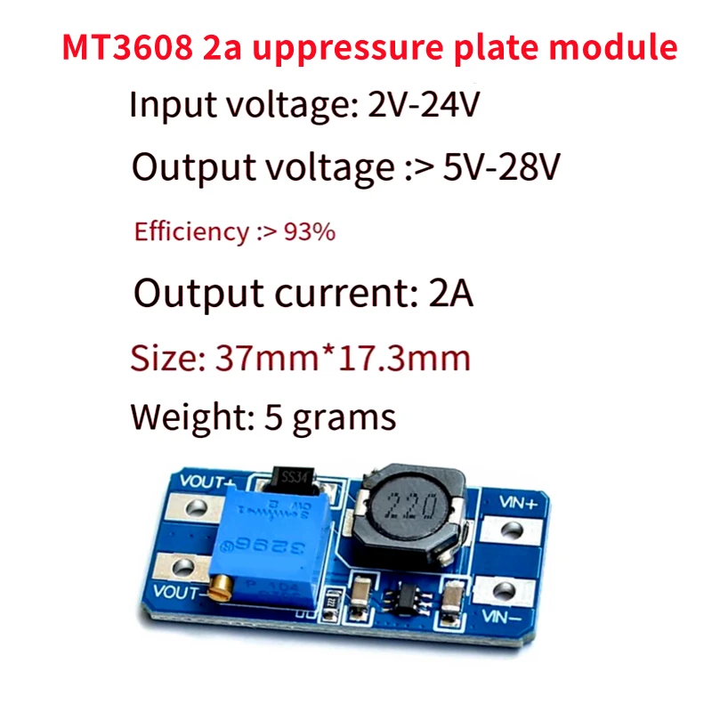 10 шт./лот MT3608 TYPE-C/USB 2A Max DC-DC повышающий модуль питания усилителя мощности от 2-24 В до