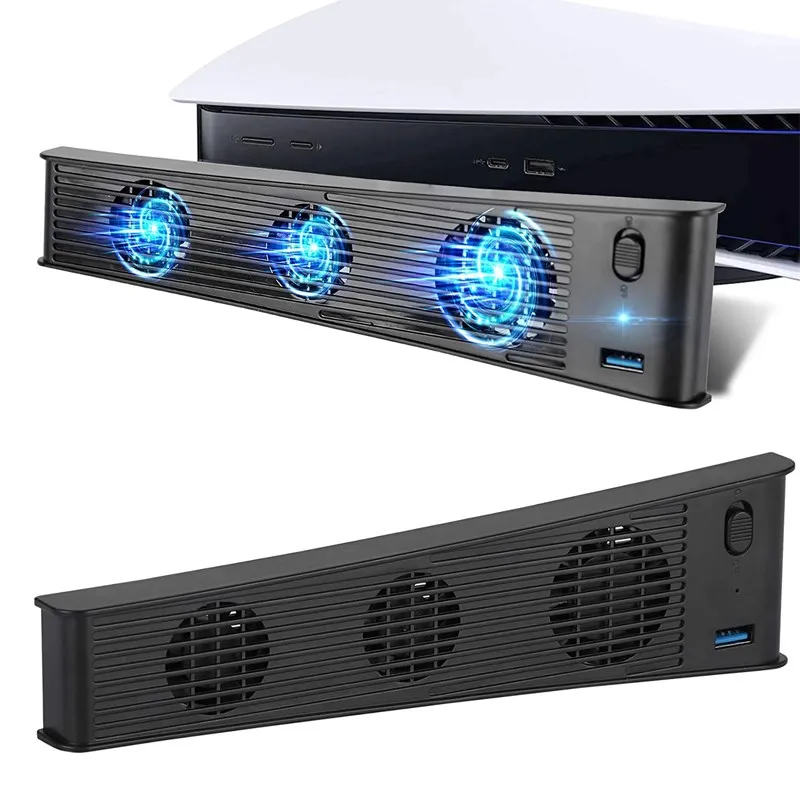 

For PS5 Super Cooling Fan Host Cooling 3-Fan Cooler Extended USB Interface For PS5 Console Light And Compact For PS5 Accessories