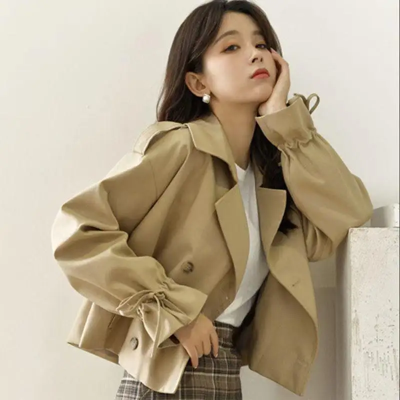 

Korean Version of Trench Coat for Women Loose Ins Style Short Coat Fried Street Sweet Senior Suit Jacket Elegant Autumn 2023