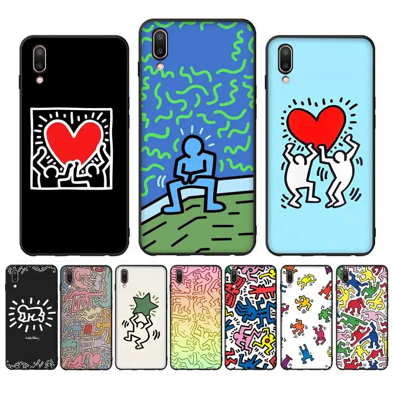 

Keith-Haring-Works-Colorful-Print Phone Case for Vivo Y91C Y11 17 19 17 67 81 Oppo A9 2020 Realme c3