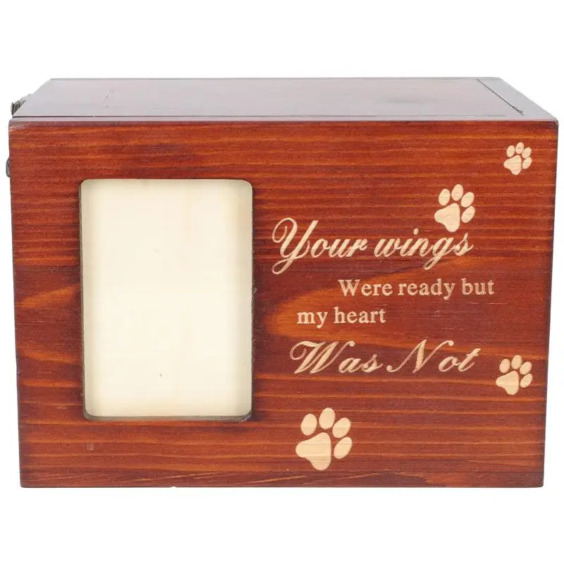 Caja de urna para cenizas de mascotas, recuerdo de memoria, cremación de perros, foto conmemorativa, regalos de cenizas de gato de madera, hueso de ataúd pequeño o