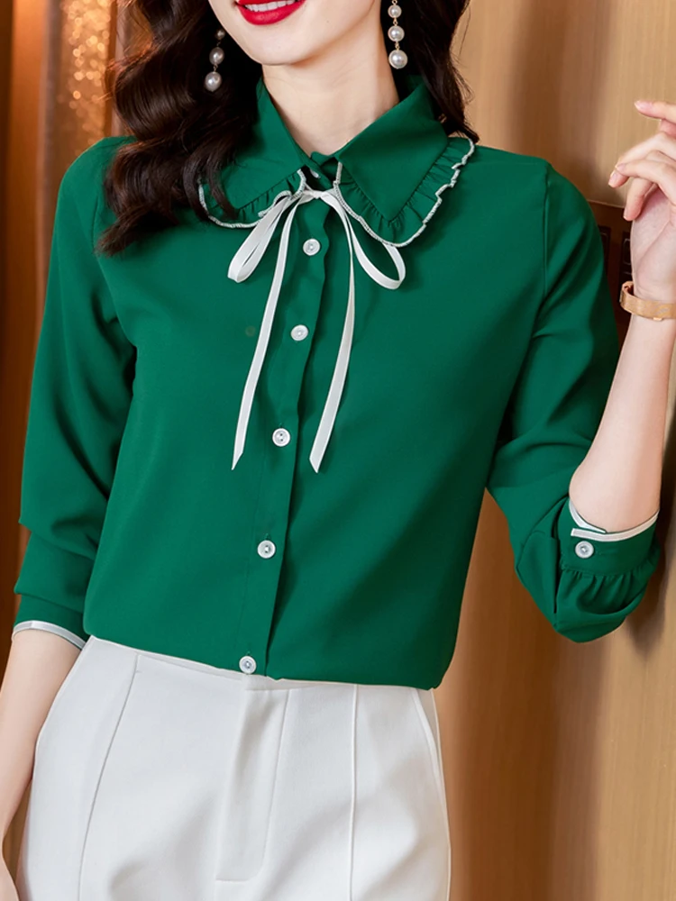 

Spring Long Sleeve Blouse Women Chiffon Blouse Shirt Women Tops Blusas Mujer De Moda 2022 Blouses Femme Women Shirts Blusa F419